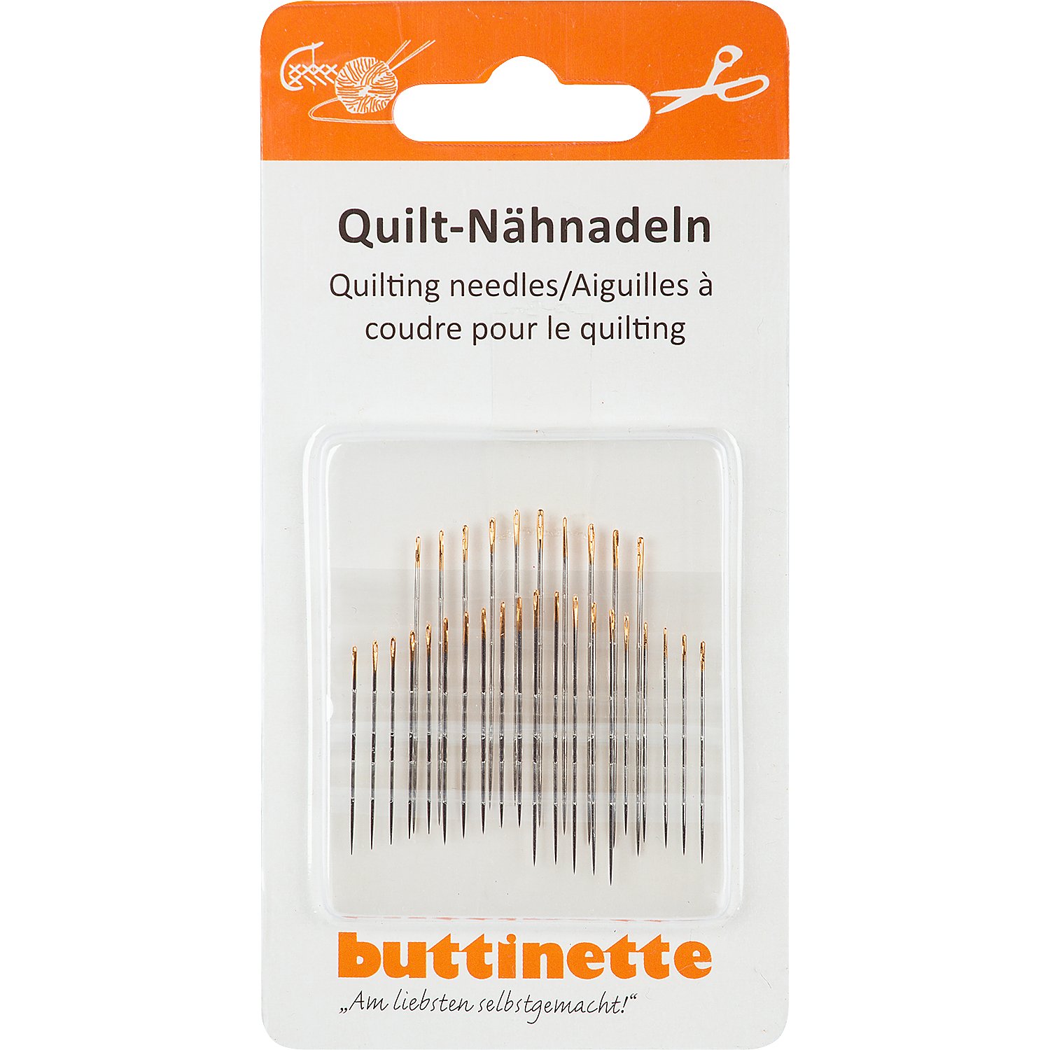 buttinette Quiltnähnadeln, Stärke: 0,53–0,71 mm, Länge: 25,5–39,0 mm, Inhalt: 30 Stück