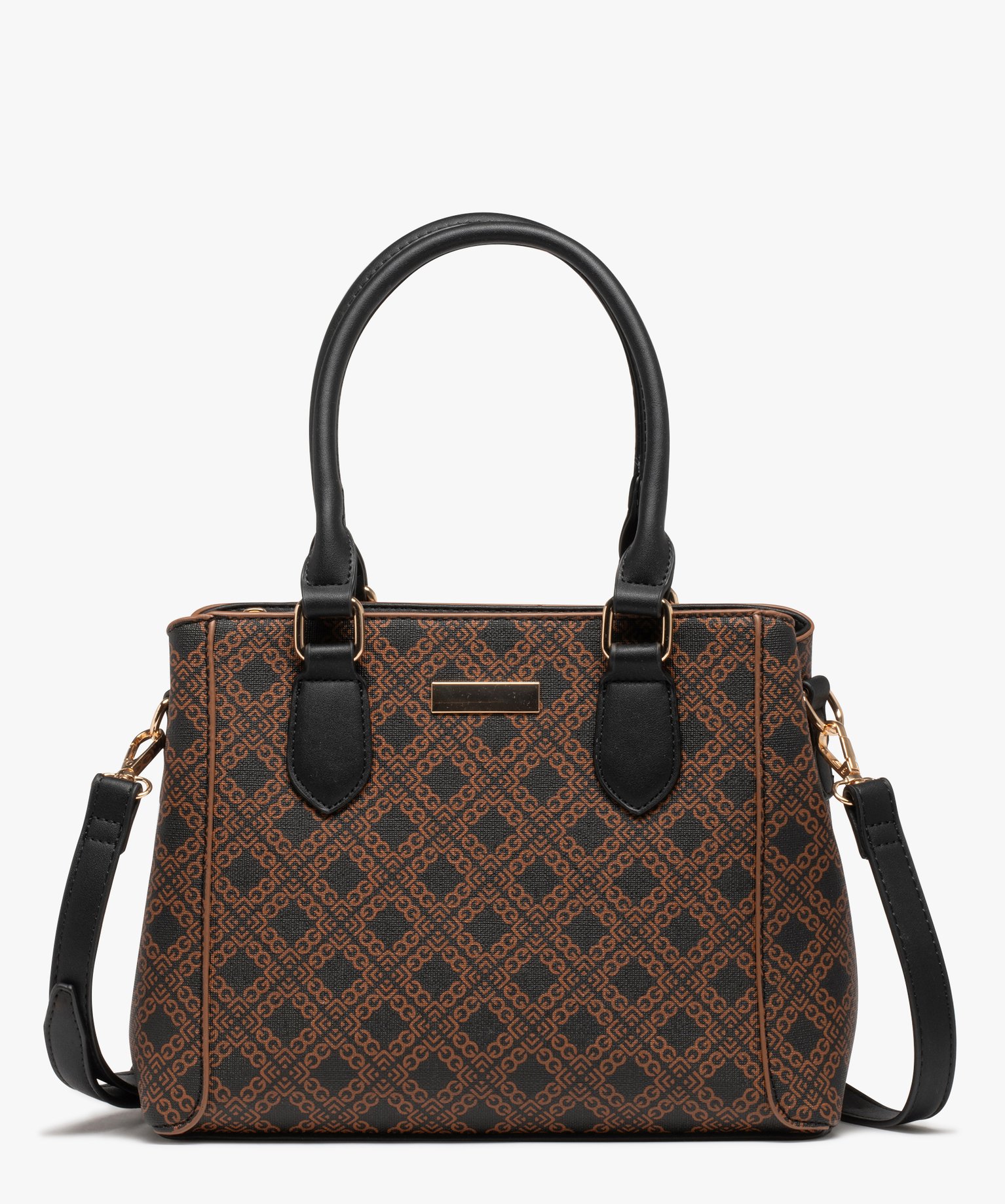 Sac à main imprimé à bandoulière amovible femme noir | GEMO