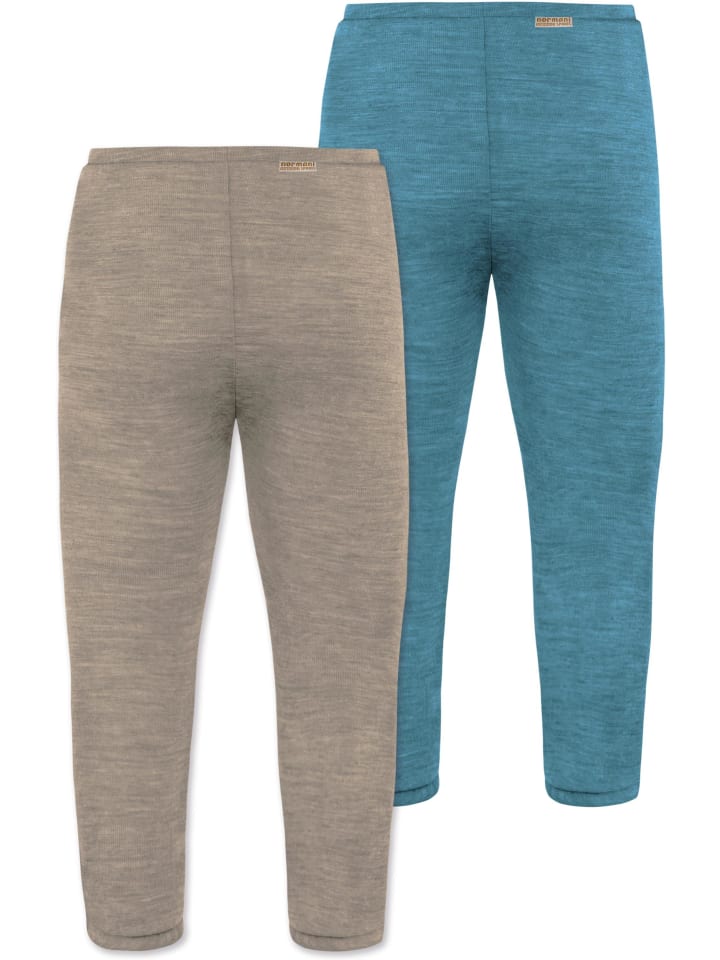 Normani Outdoor Sports 2er Pack Baby Merino Unterhose mit Füßen in Blau/Beige günstig kaufen