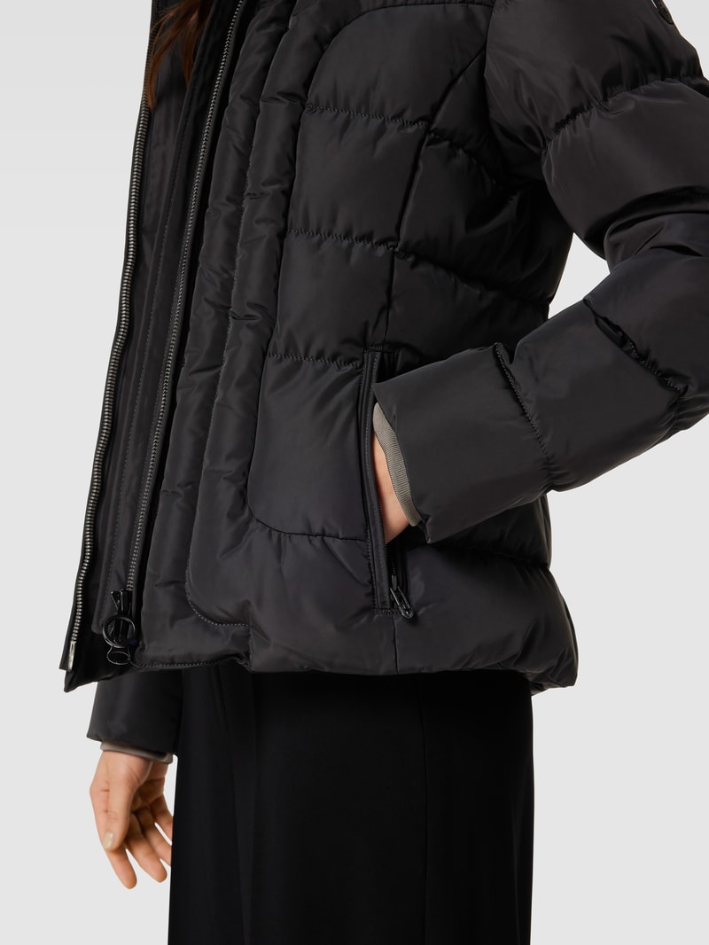 Steppjacke mit Webpelzbesatz Modell 'ASTORIA' in schwarz