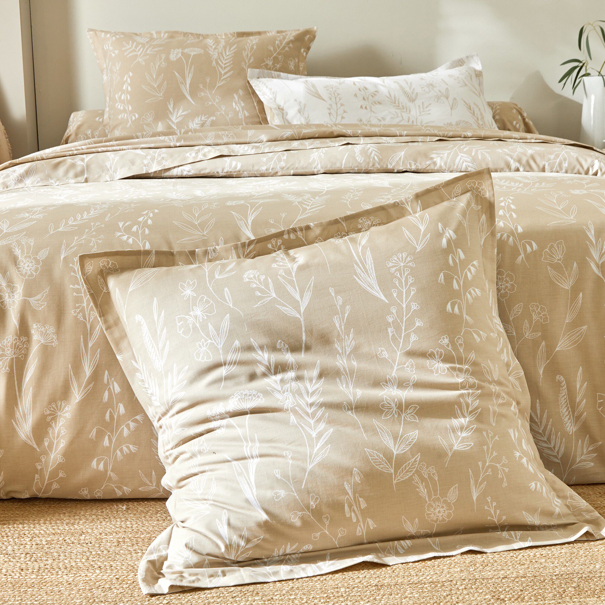 Linge de lit Alessia en coton imprimé fleuri