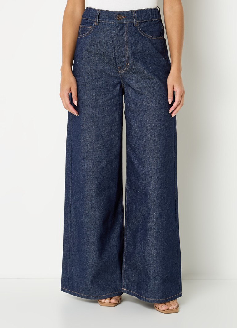 Jean MaxMara Malia taille haute à jambes larges, délavage foncé