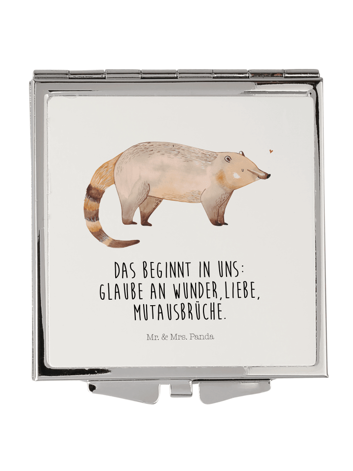 Mr. & Mrs. Panda Handtaschenspiegel quadratisch Nasenbaer mit Sp... in Weiß günstig kaufen onesize