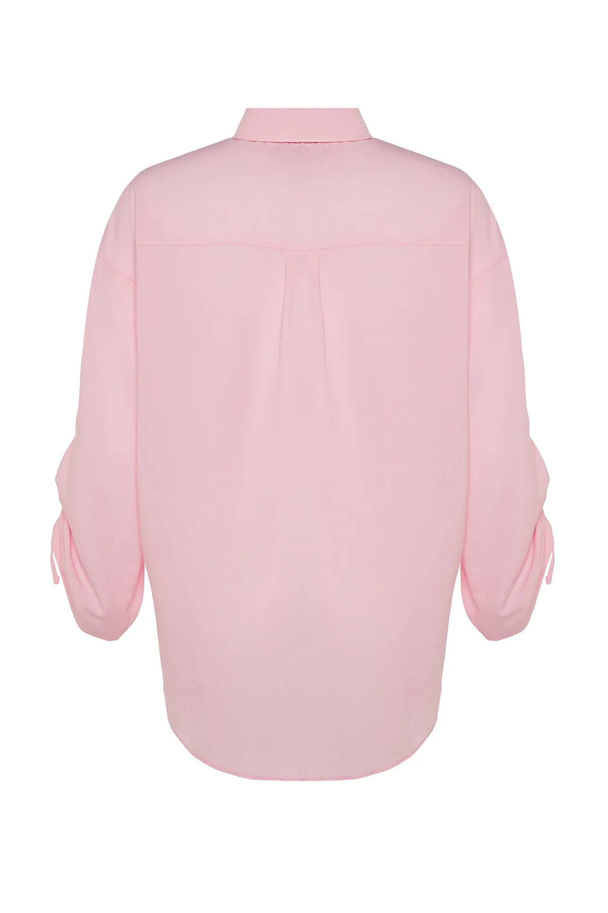 Trendyol Modest  Hellrosa Hemd aus gewebter Baumwolle mit verstellbaren Ärmeln und Kordelzug TCTSS23TG00011