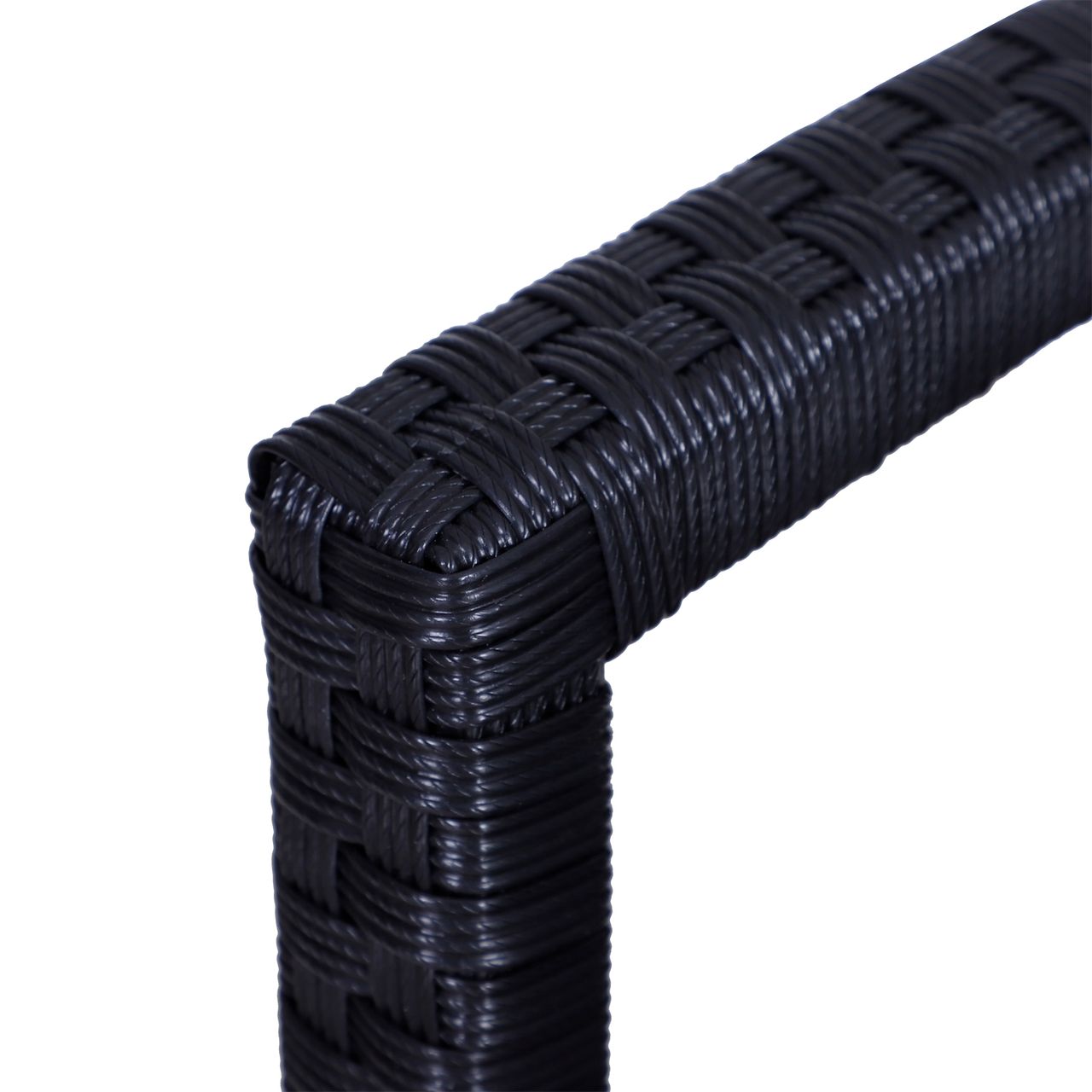 Outsunny Polyrattan Gartenbank Parkbank Sitzbank 2-Sitzer Geflecht Stahl Schwarz B122 x T60 x H87cm