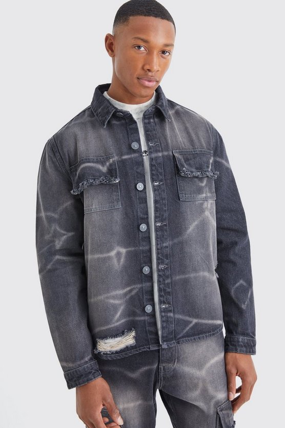 Oversize Jeanshemd in Knitteroptik