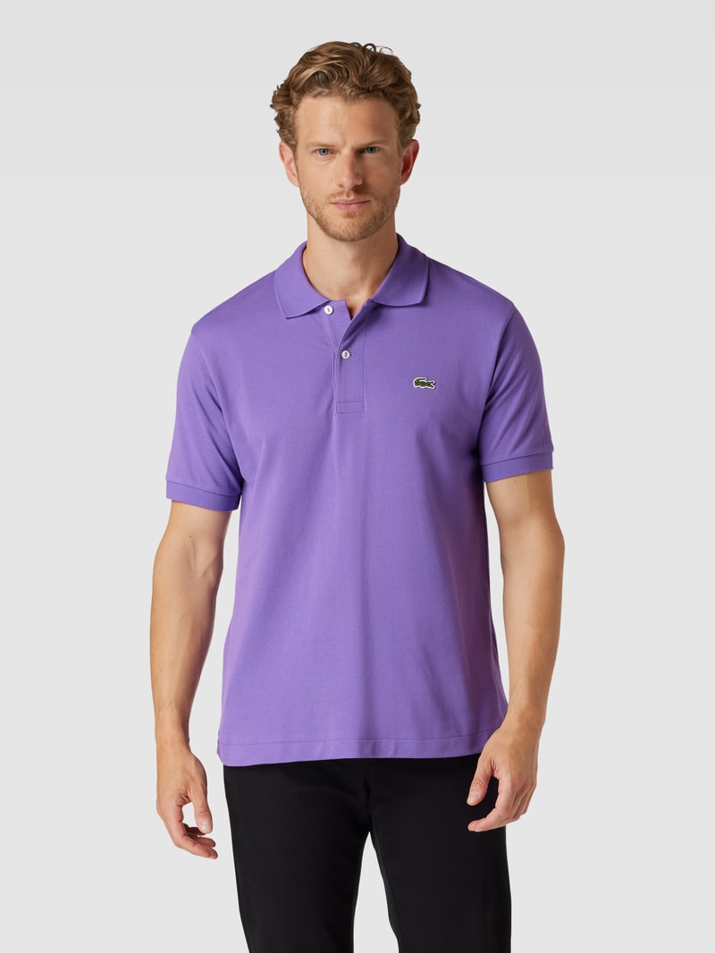 Poloshirt mit Logo-Stitching in lila