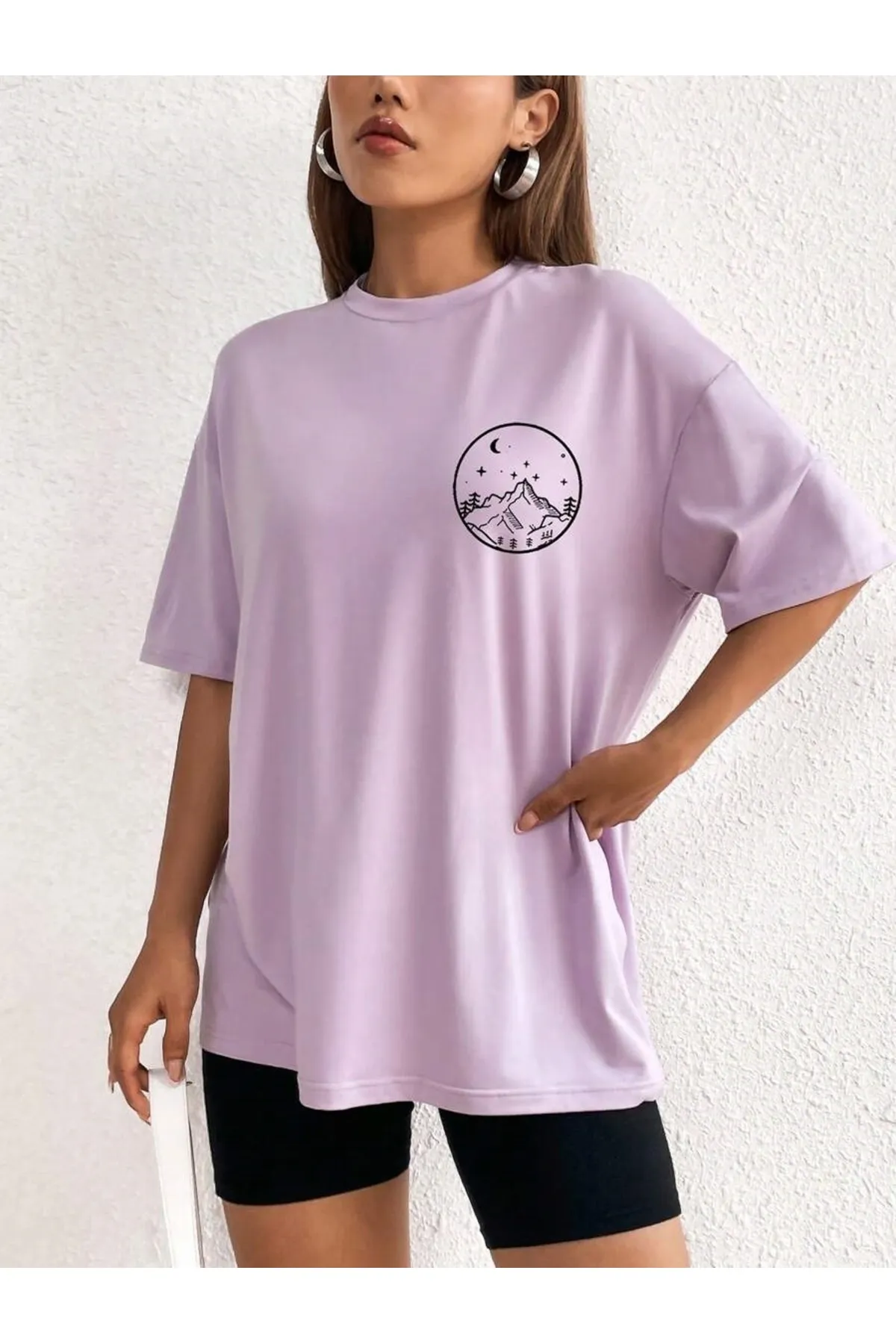 MOONBULL  Übergroßes T-Shirt mit „Moon Sun World“-Aufdruck auf der Rückseite für Damen