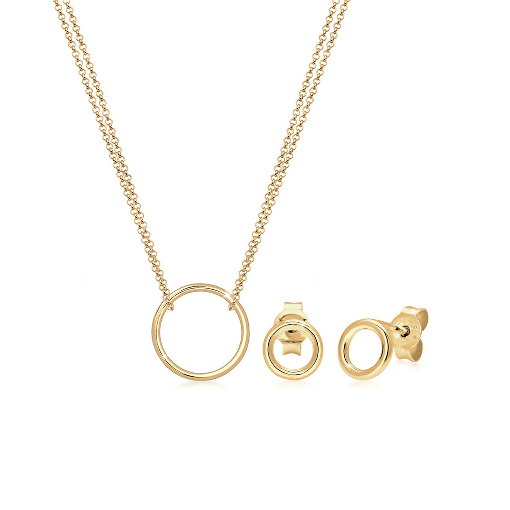 Elli Elli Ensemble de Bijoux Geo Kreis Basic Minimal 925 Sterling Silber Cercle Bijoux