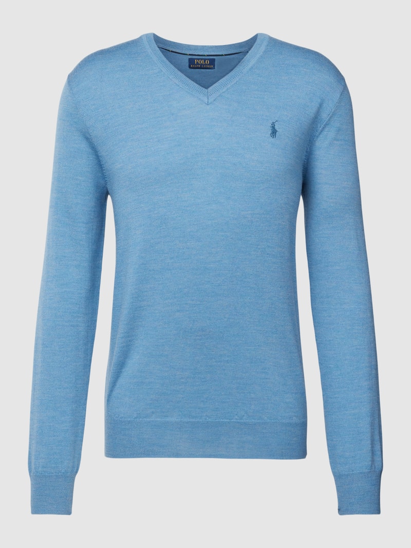 Longsleeve mit Logo-Stitching in hellblau