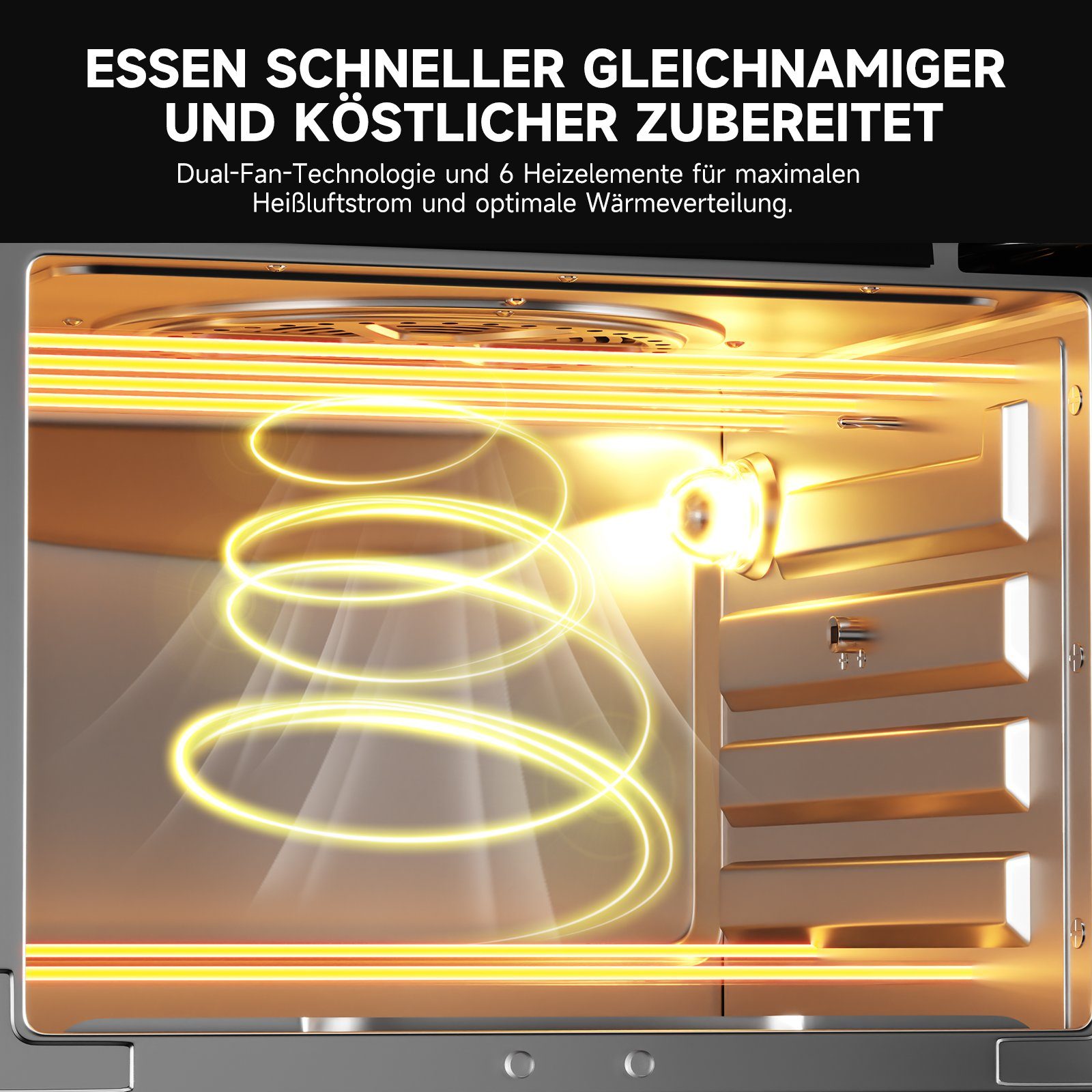 HOMELUX Minibackofen mit Umluft, Heißluftfritteuse XXL 28L, Heißluft-Backofen, Airfryer, 1700W, 18 Programme, 7 Zubehörteile inkl. Drehspieß, Doppelventilator