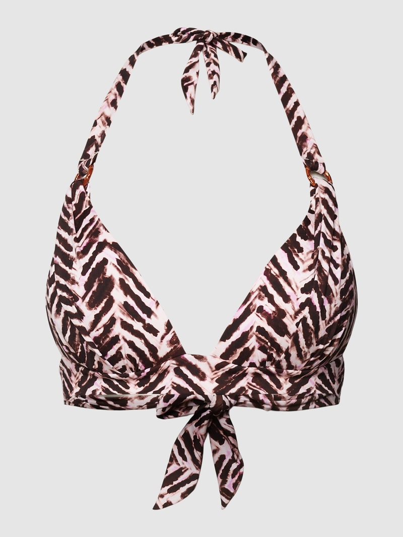 Bikini-Oberteil mit Allover-Muster Modell 'MAHO SUNBOW' in mittelbraun