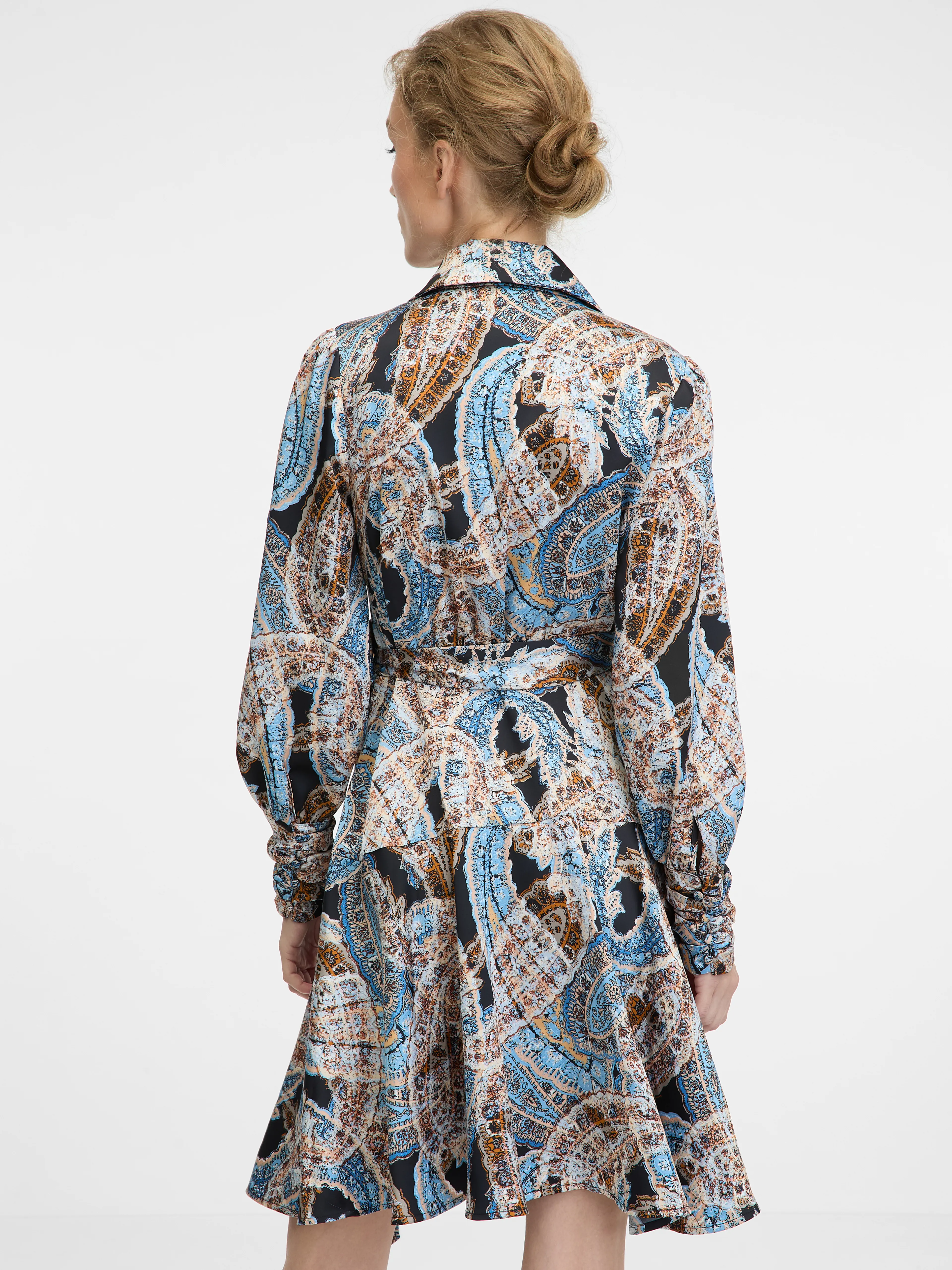Blau gemustertes knielanges Damenkleid ORSAY