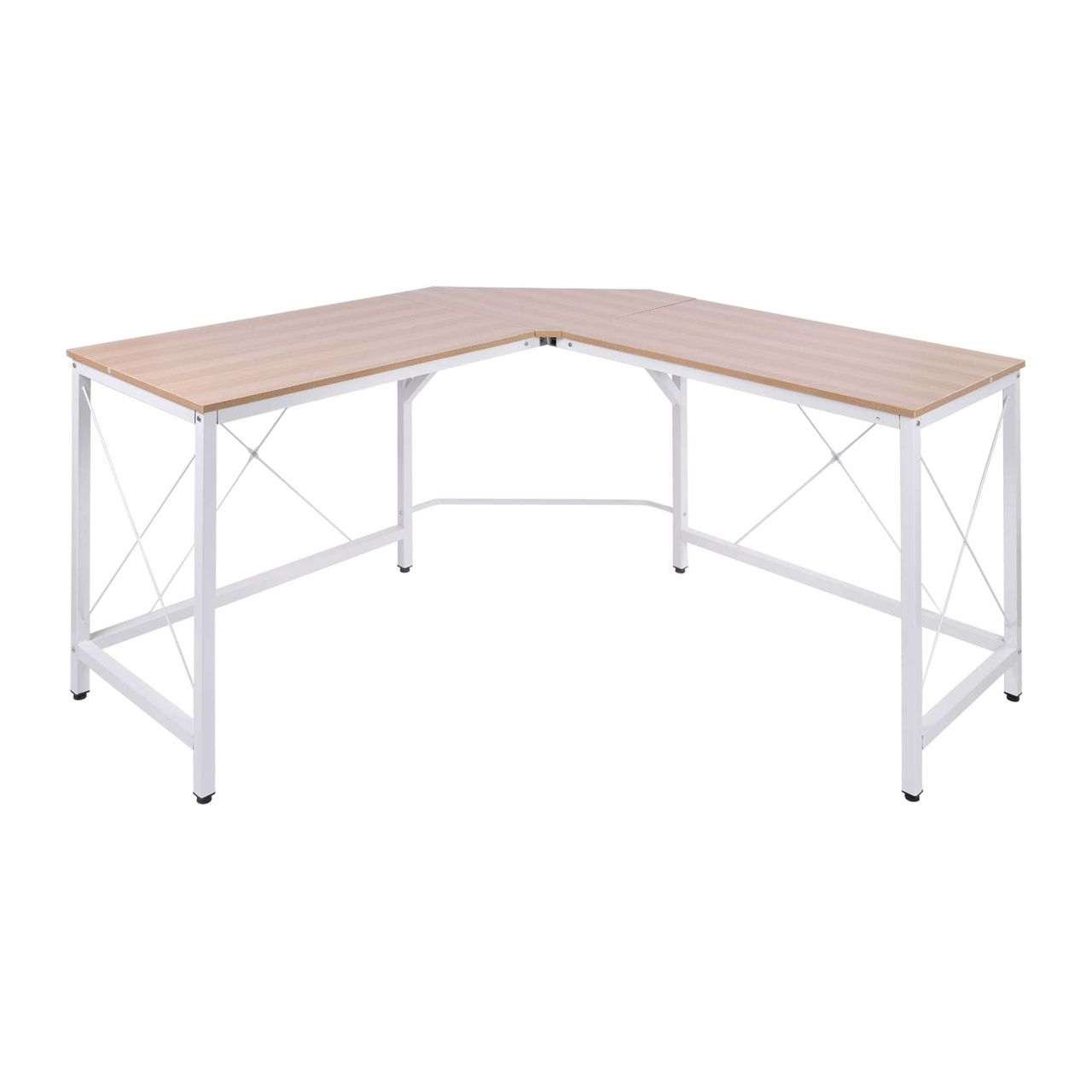 HOMCOM Computertisch L-Form Eckschreibtisch Winkelschreibtisch MDF Natur 150 x 150 x 76 cm