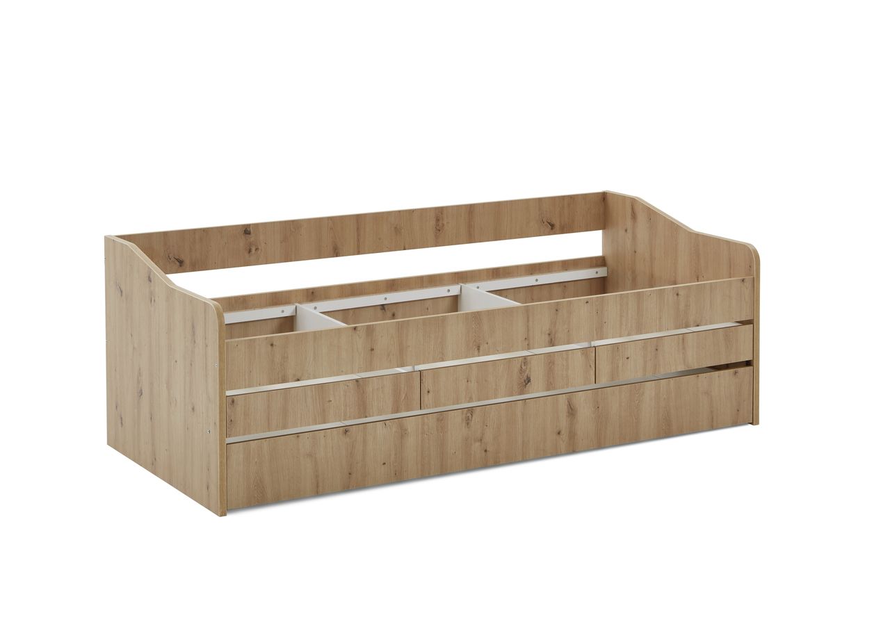 Relita Funktionsbett JILL 90x200 ohne Lattenrost, 3 Schubladen u. Bettschublade Artisan Dekor
