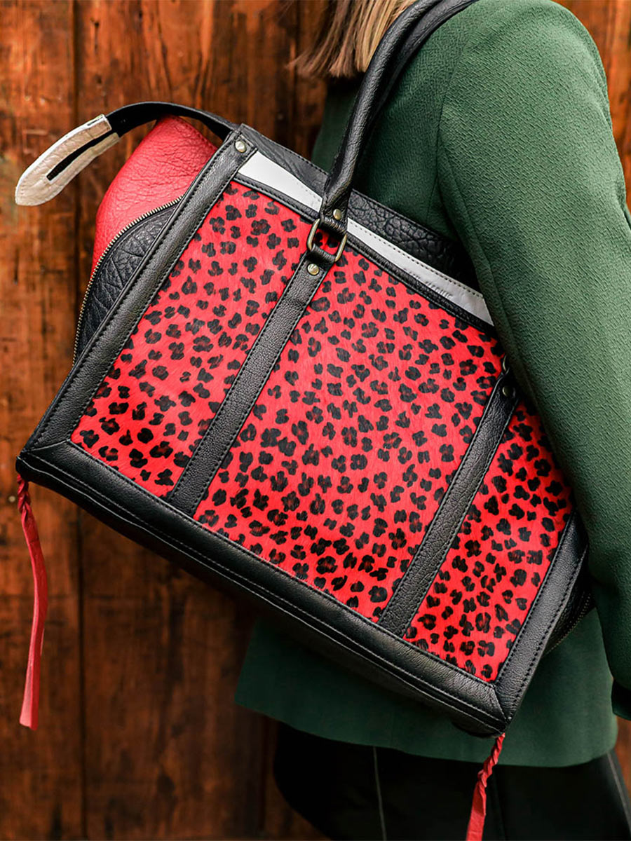 LeRive Droite - L - Léopard - Noir / Rouge
