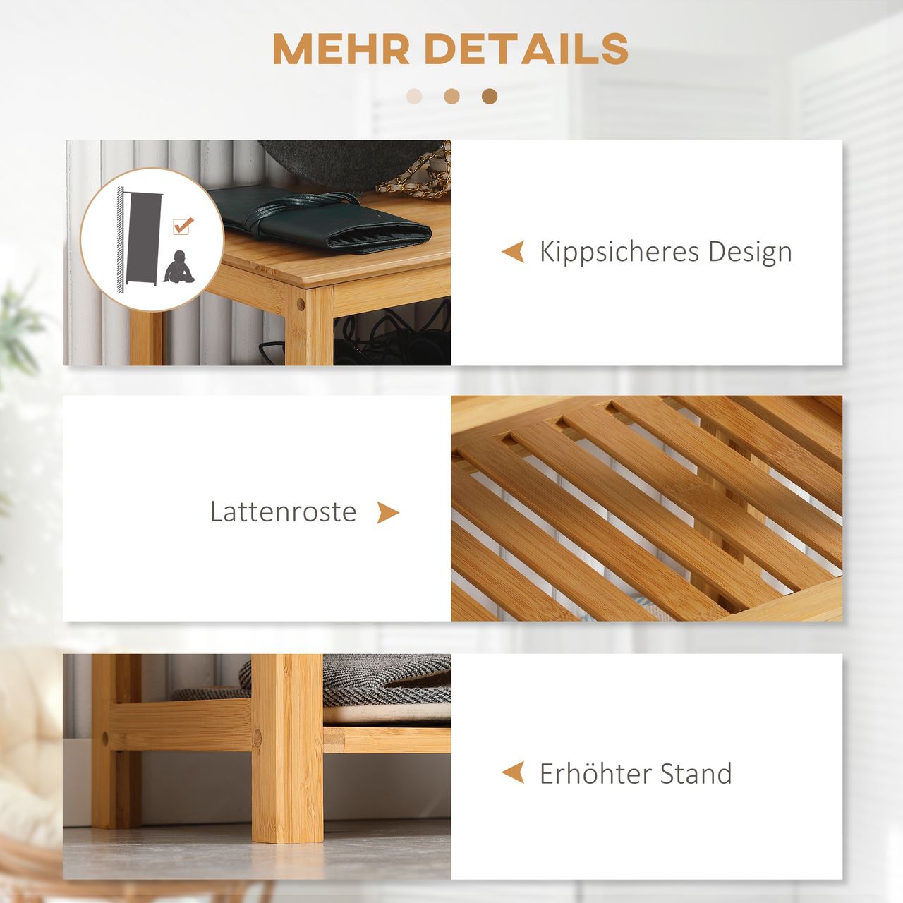 HOMCOM Schuhregal, Schuhständer mit 5 Ebenen, Schuh-Organizer für Eingang Natur