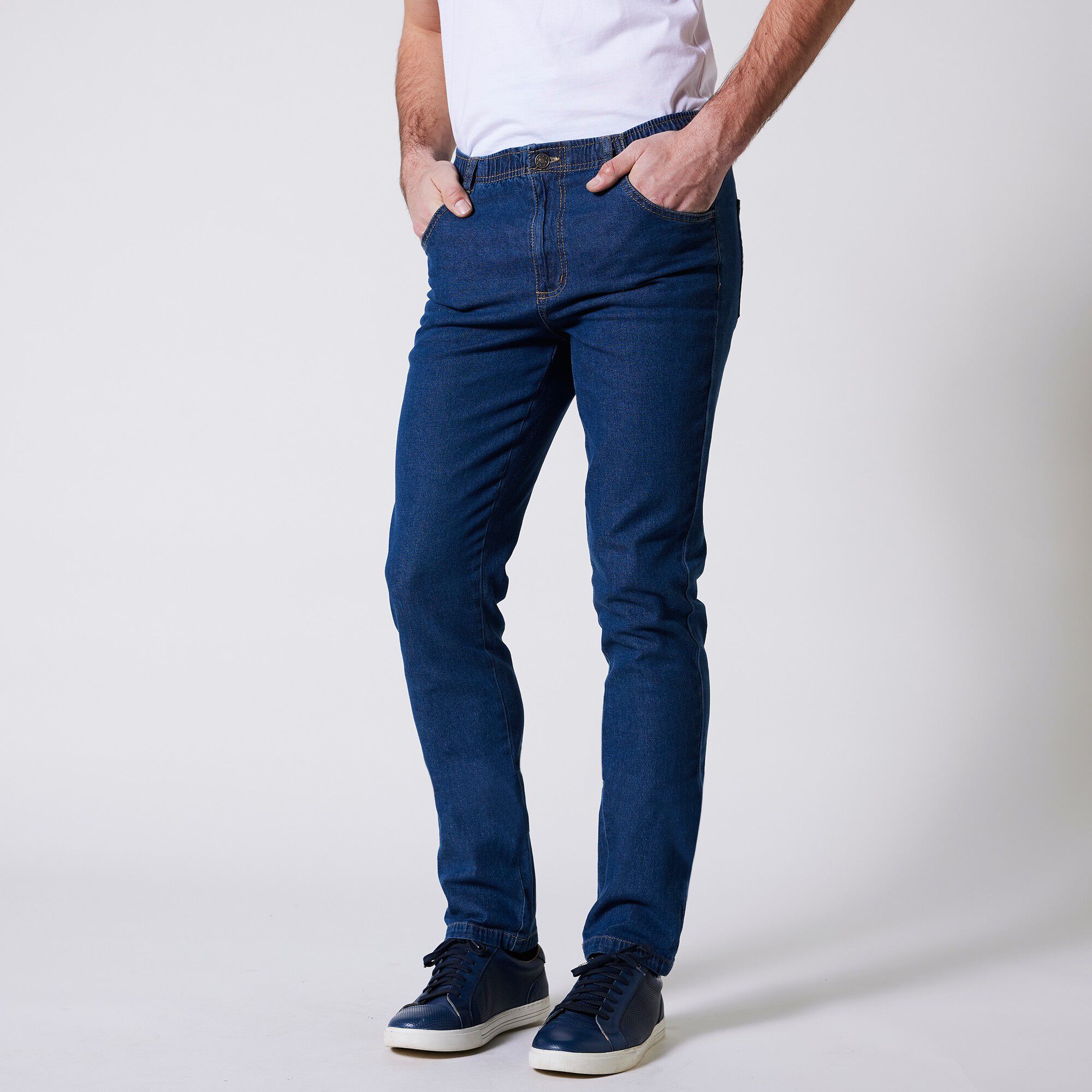 Jean droit taille élastiquée