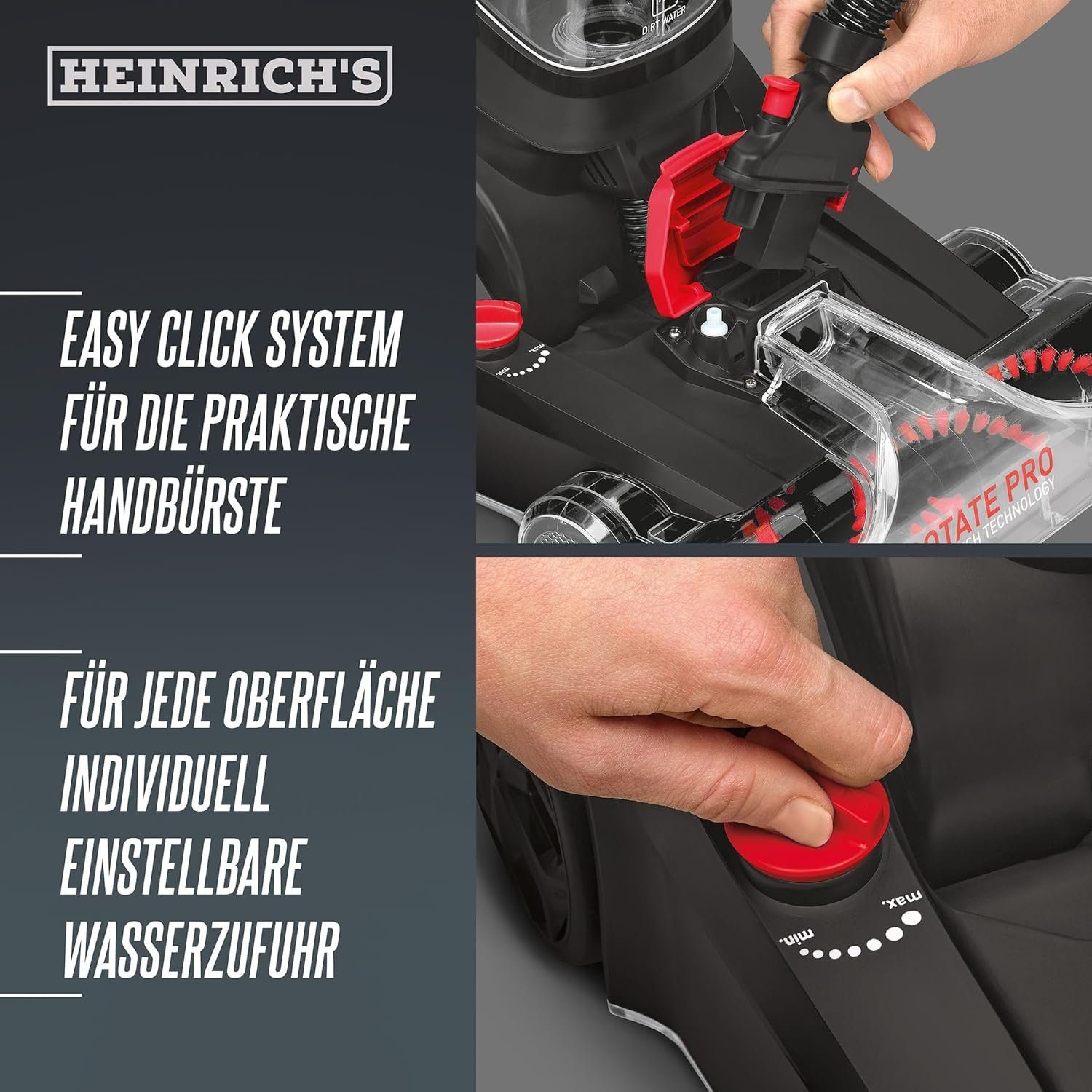 Heinrich´s Teppichreinigungsgerät HTR 8848, 800,00 W, beutellos, Teppichreinigungsmaschine, Waschsauger