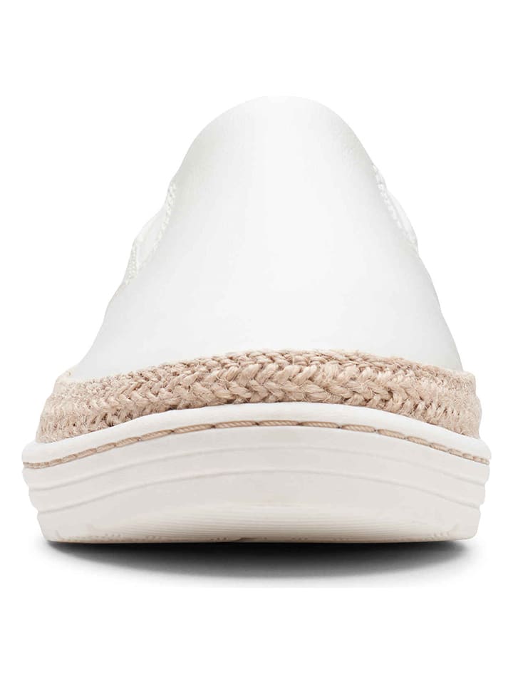 Clarks Leder-Slipper in Weiß günstig kaufen