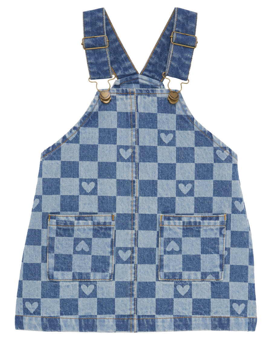 Kariertes Jeans-Latzkleid