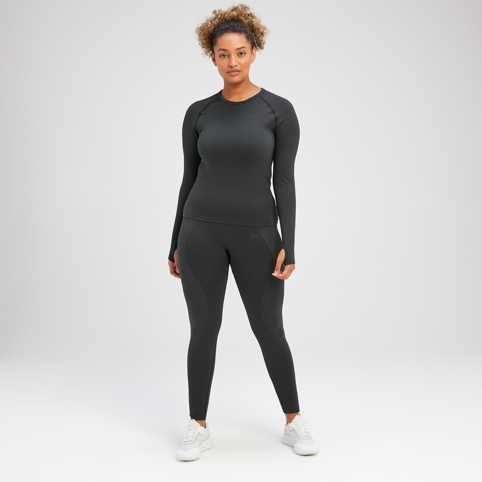 Haut sans coutures à manches longues MP Tempo Illusion pour femmes – Noir