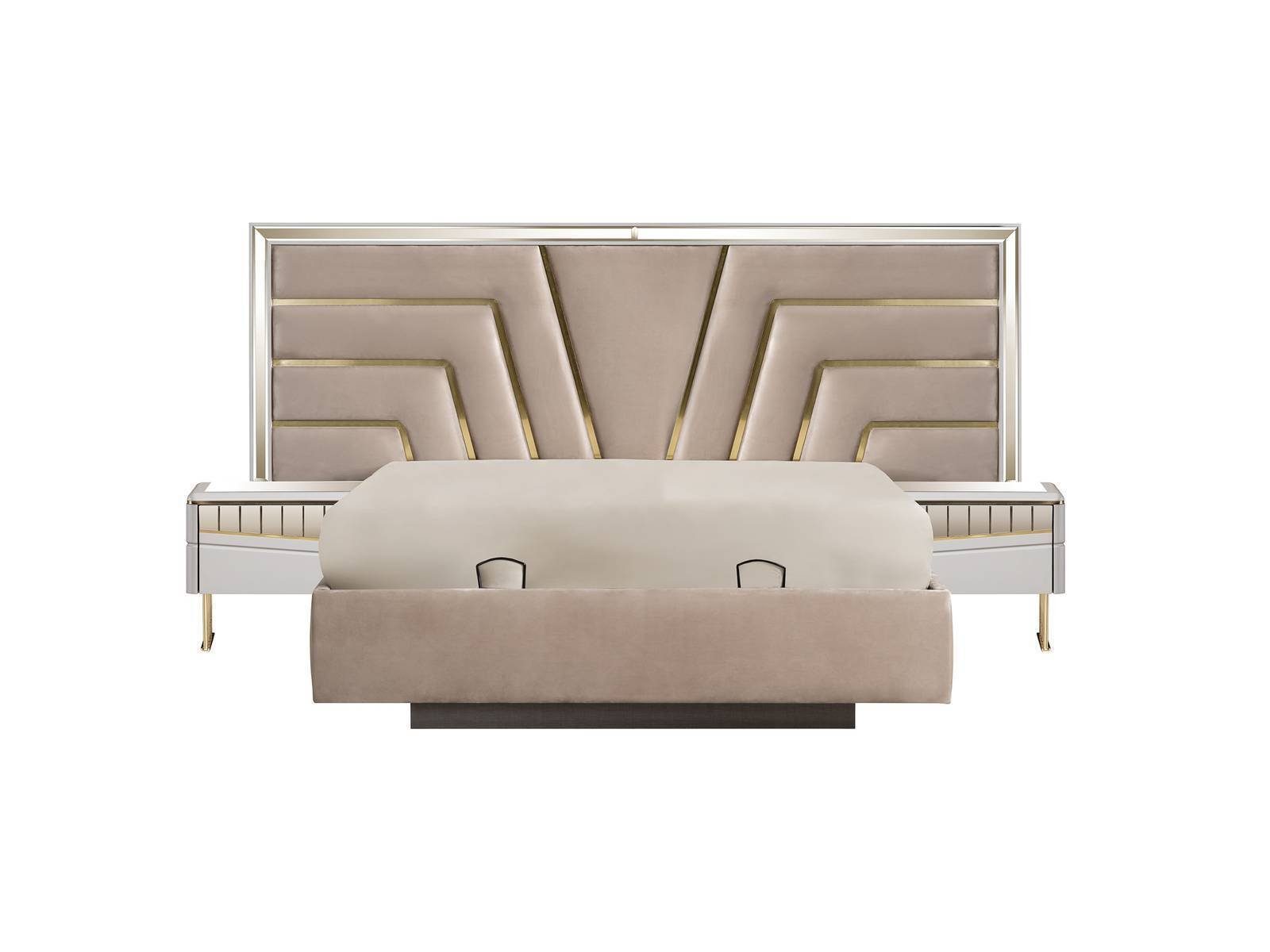 JVmoebel Schlafzimmer-Set Moderner Schlafzimmer Set Designer Bett 2x Nachttische Kleiderschrank, (4-St., 1x Bett + 2x Nachttische + 1x Kleiderschrank), Made in Europa