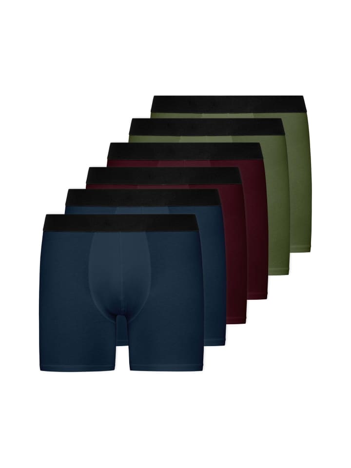 SNOCKS Lange Boxershorts 6 Stück in Mix (Rot/Olive/Blau) günstig kaufen