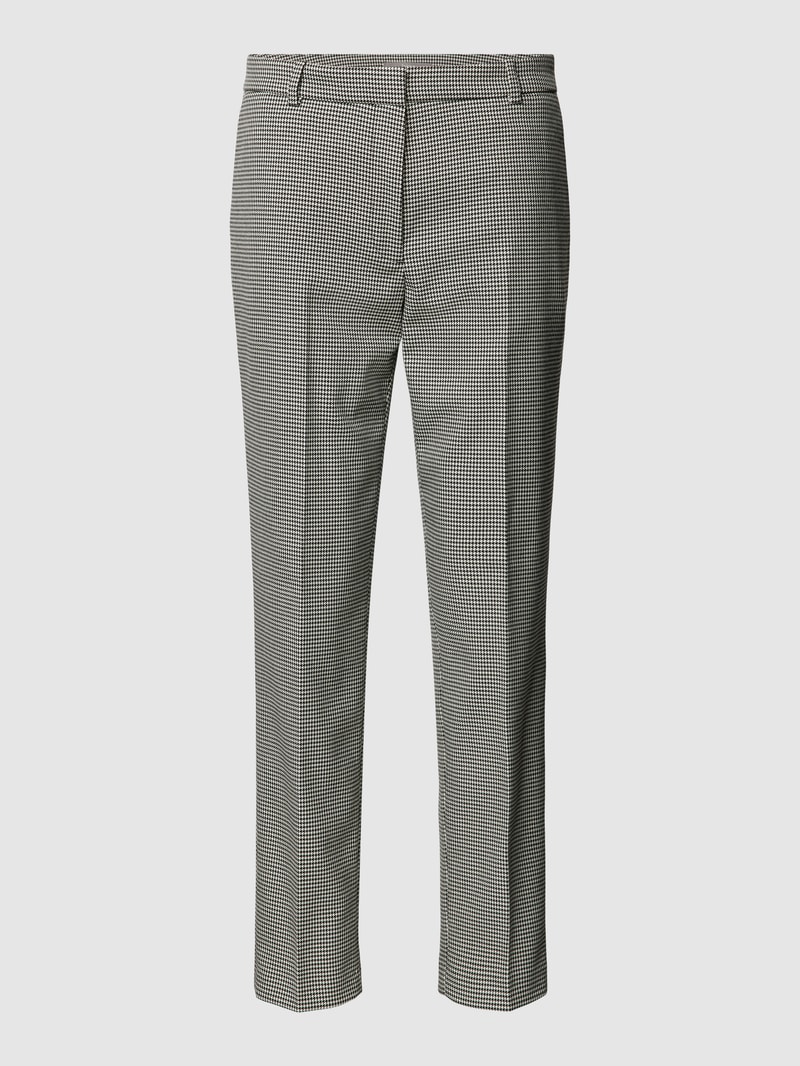 Stoffhose mit Hahnentrittmuster in schwarz