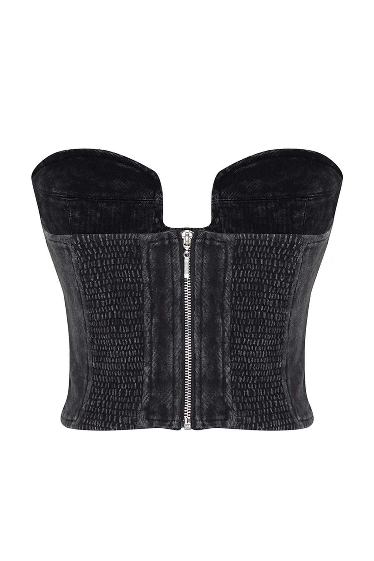Trendyol Collection  X Sagaza Studio Anthracite Acid Wash Detailliertes Bügel-Bustier TCLSS23BS00006