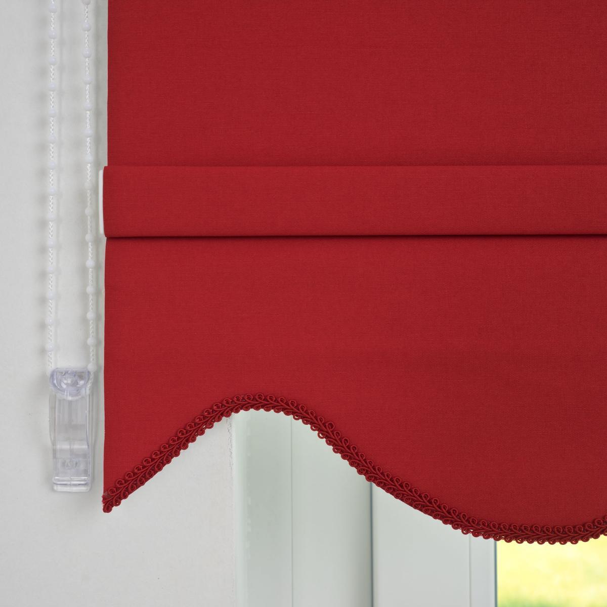 Bella Casa Seitenzugrollo Kettenzugrollo Volantrollo Rollo Klassik Verdunklung 112 x 180 cm rot für Fenster
