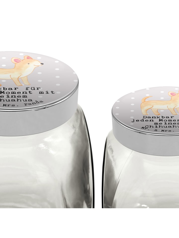 Mr. & Mrs. Panda Leckerli Glas Chihuahua Moment mit Spruch in Grau Pastell günstig kaufen