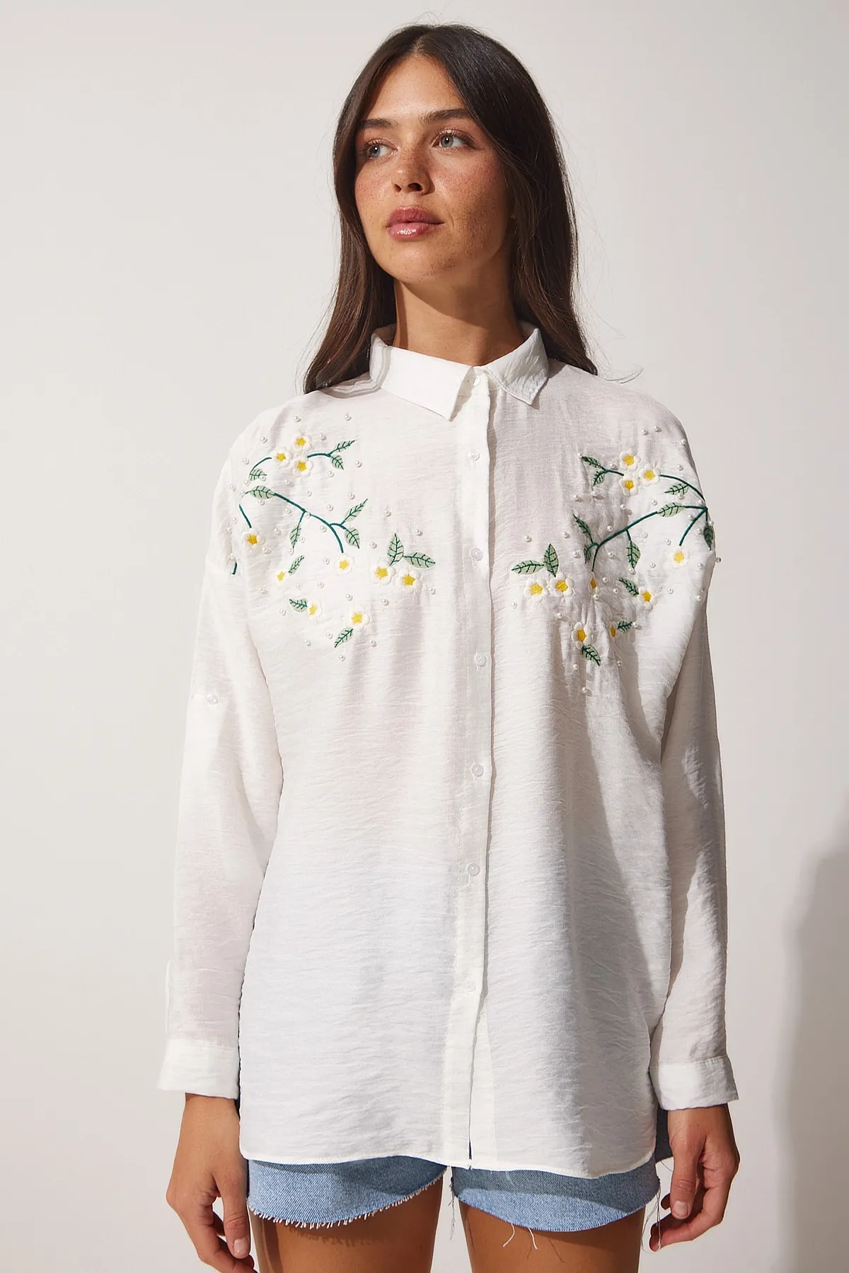 Happiness İstanbul  Hemd - Weiß - Oversized