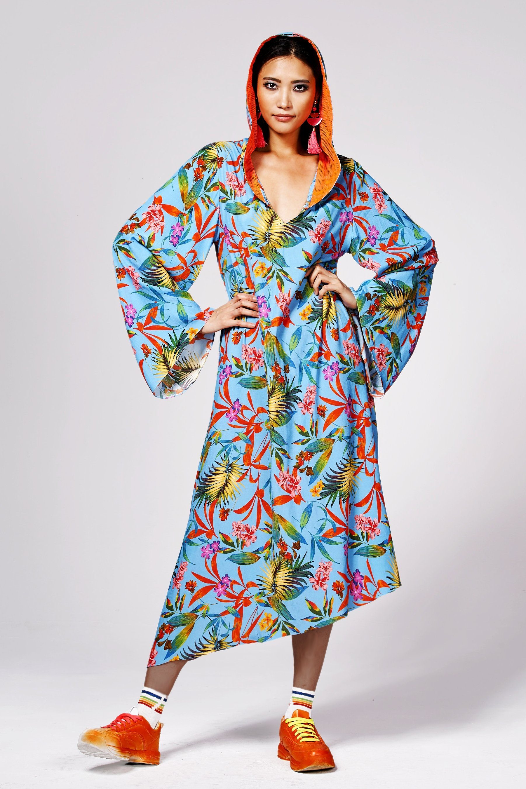 ILAY Lit Maxikleid Floyd Kapuzenkleid, Flowerprint