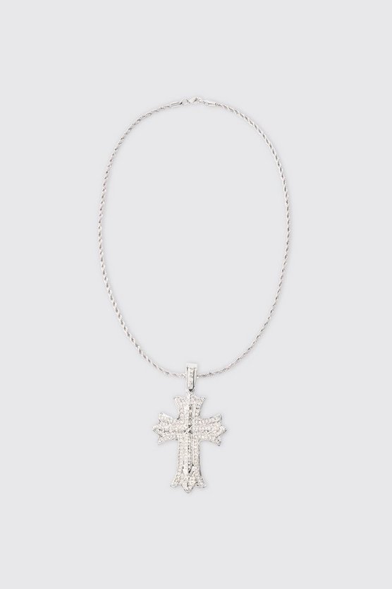 Silberne Halskette mit Gothic Kreuz-Anhänger