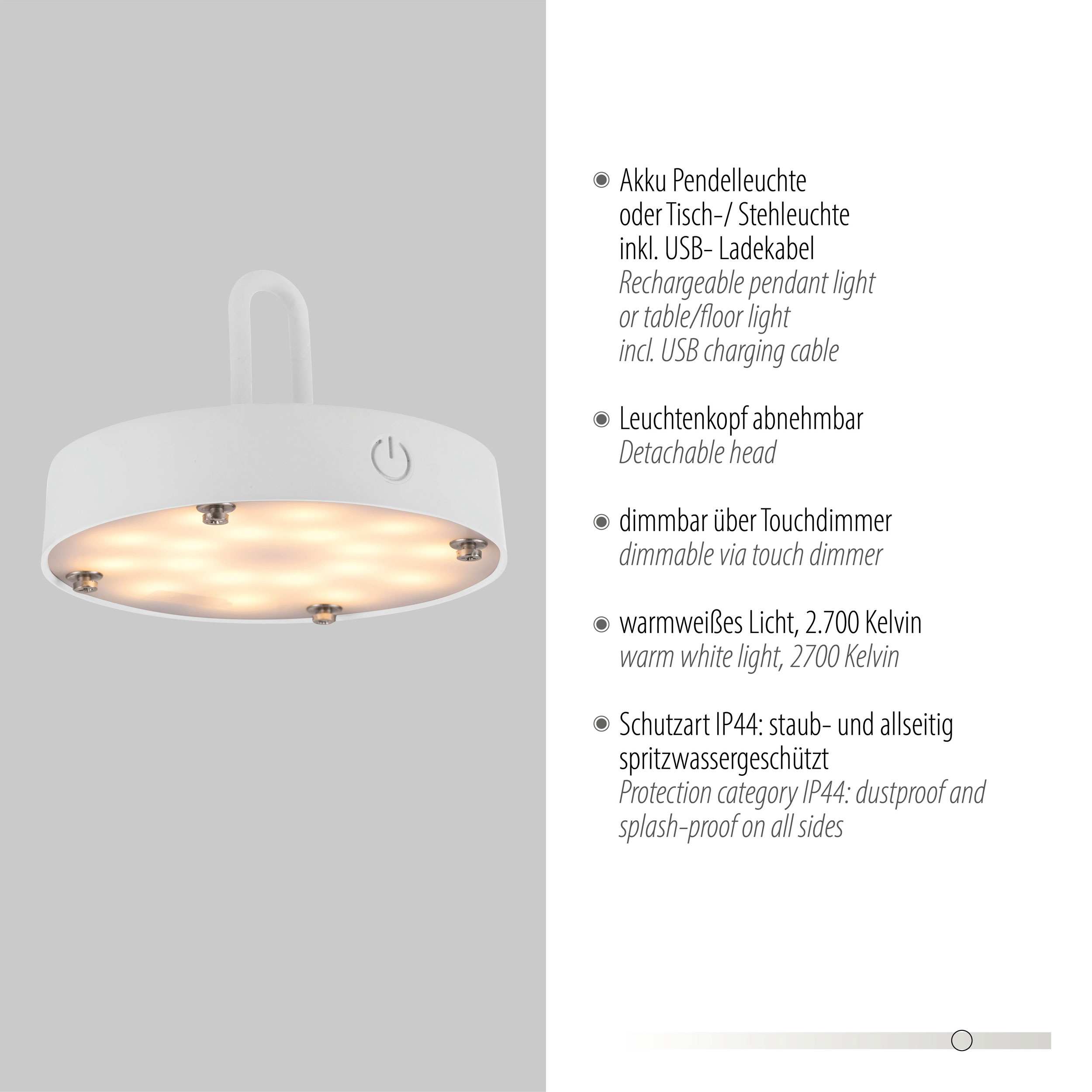 JUST LIGHT.LED-Akku-Tischleuchte 1flg