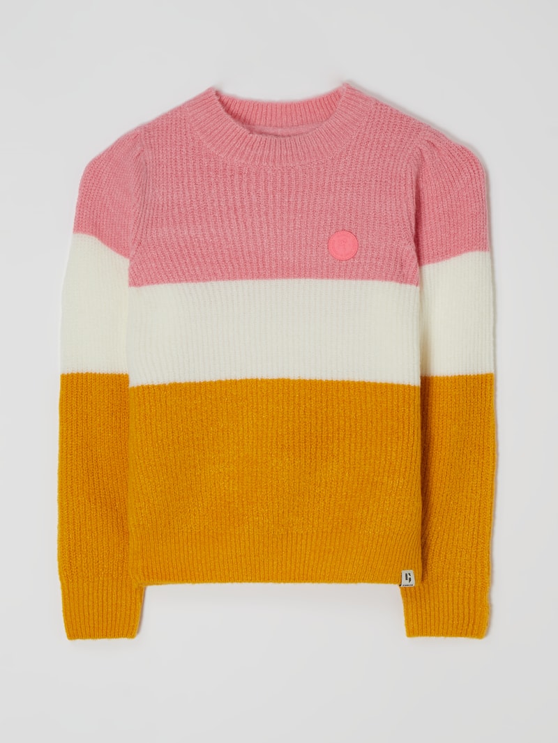 Pullover mit Blockstreifen in pink