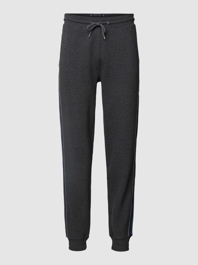 Sweatpants mit Kontraststreifen Modell 'ESTABLISHED' in mittelgrau meliert
