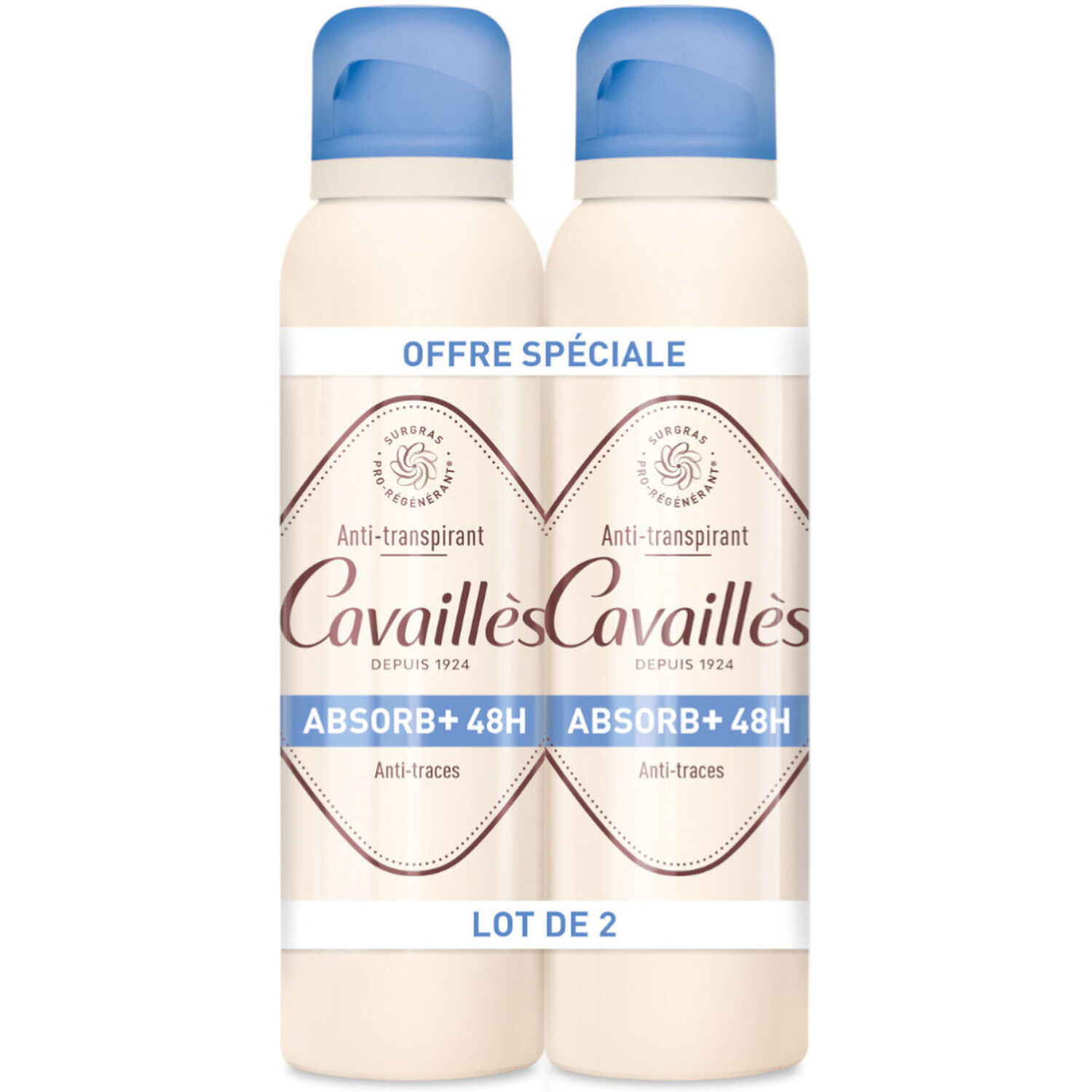 Cavaillès Absorb+ 48h Déodorant Spray Anti-Traces 2x 150 ml