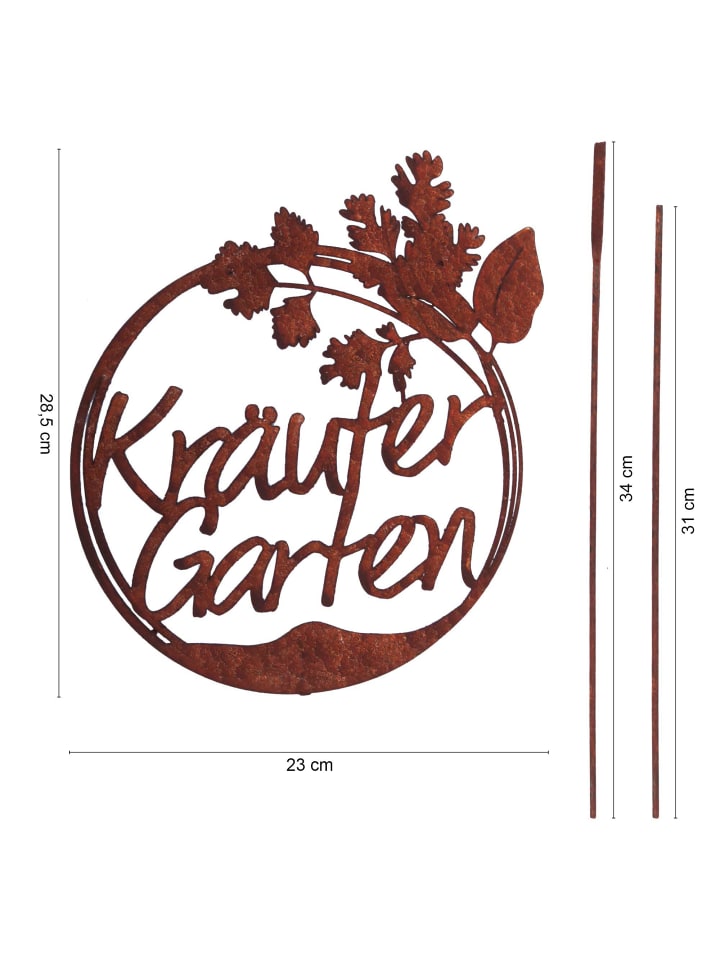 UNUS Gartenstecker Rost Kräutergarten in Braun günstig kaufen onesize