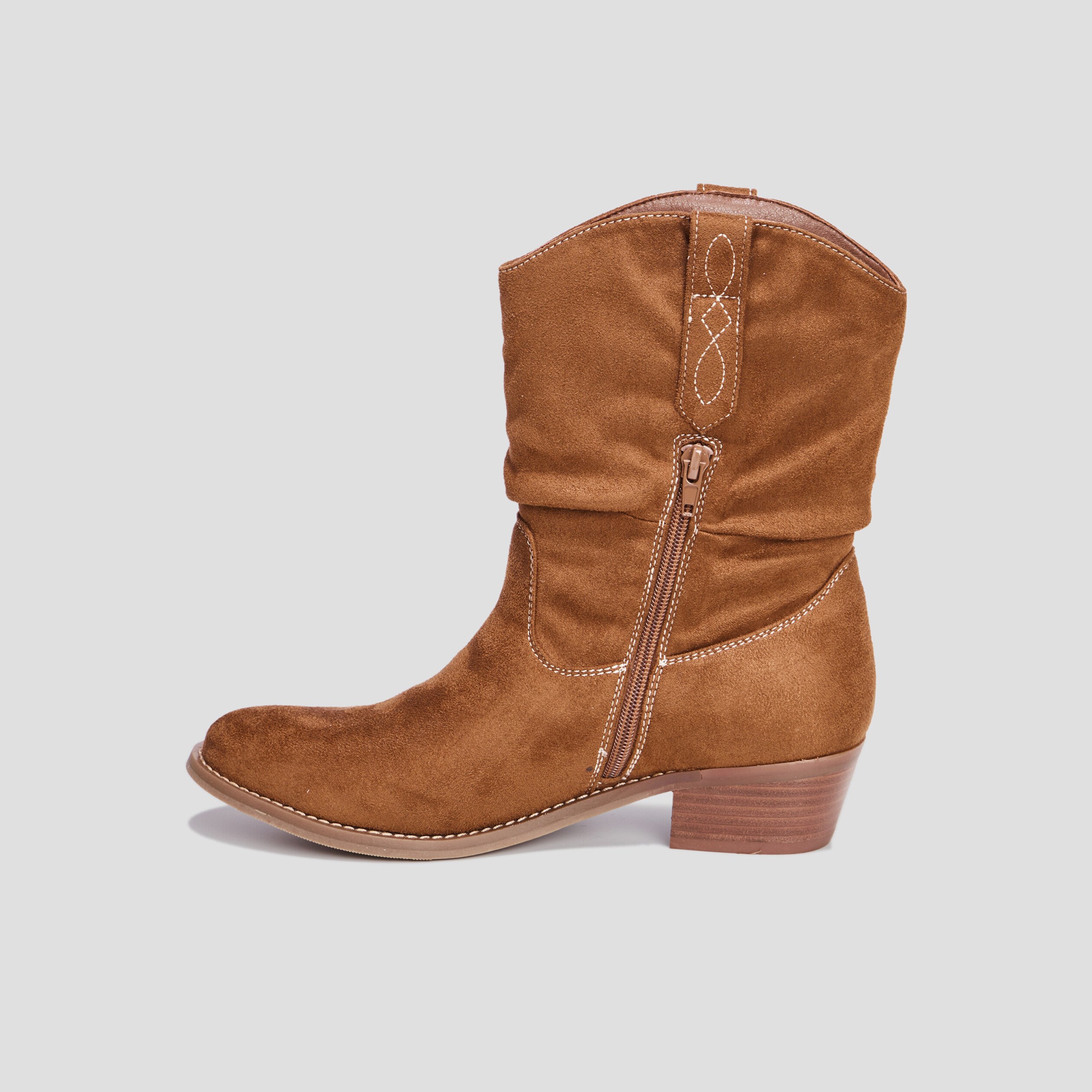 Boots hautes Santiags esprit western marron femme | La Halle