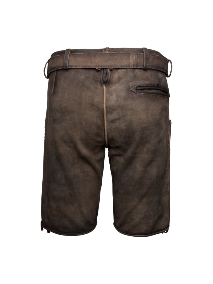 KRÜGER Lederhose Elliot mit Gürtel in dunkelbraun günstig kaufen