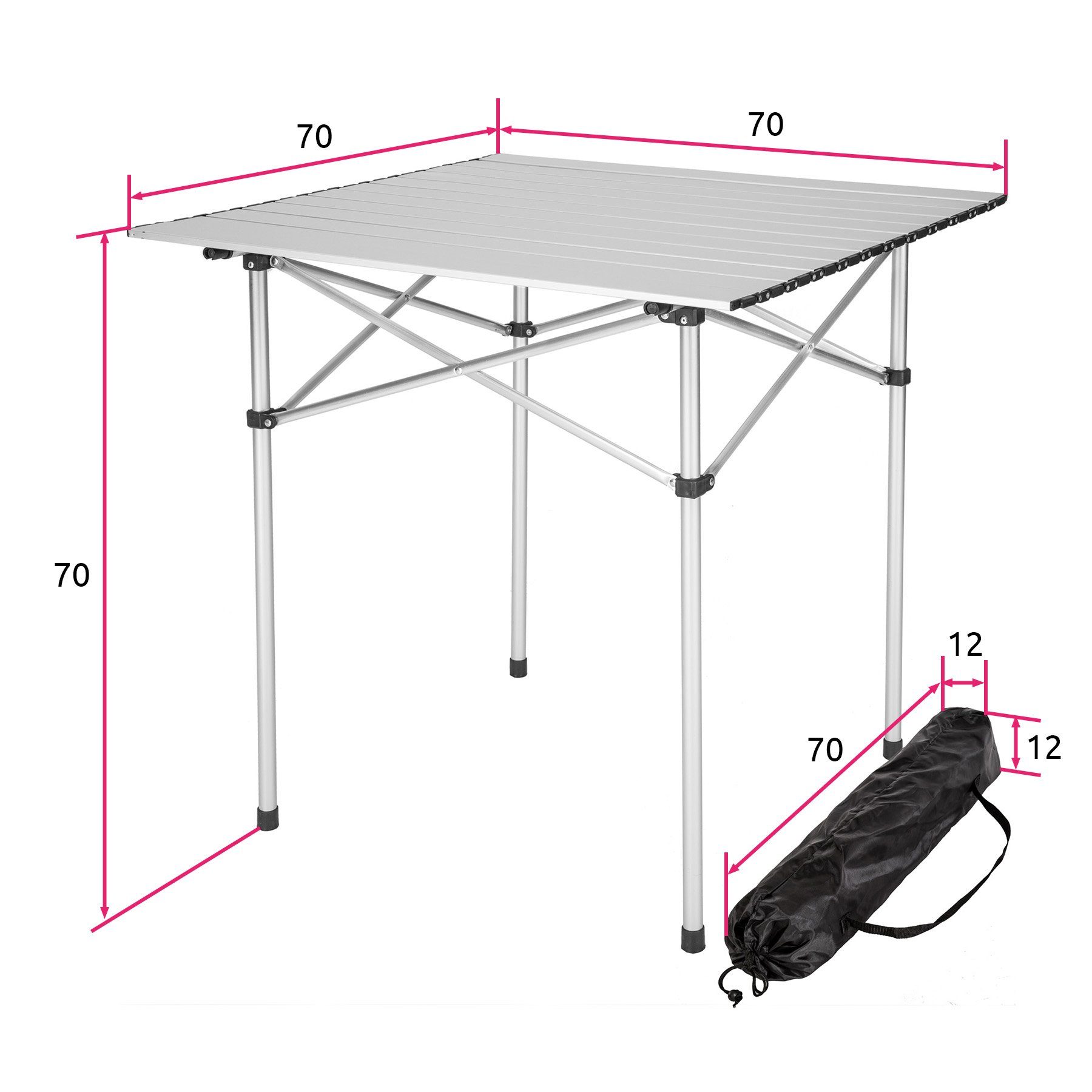 tectake Campingtisch Camping Klapptisch aus Aluminium inkl. Tasche (1-St., 1 tlg)
