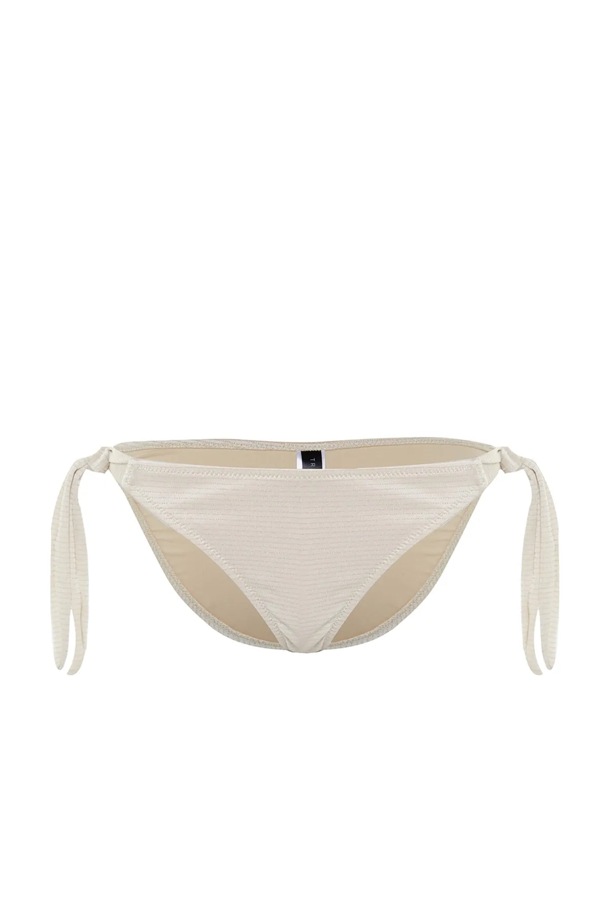 Trendyol Collection  Ecru gebundene Glitzer-Bikinihose mit hohem Beinausschnitt TBESS23BA00107