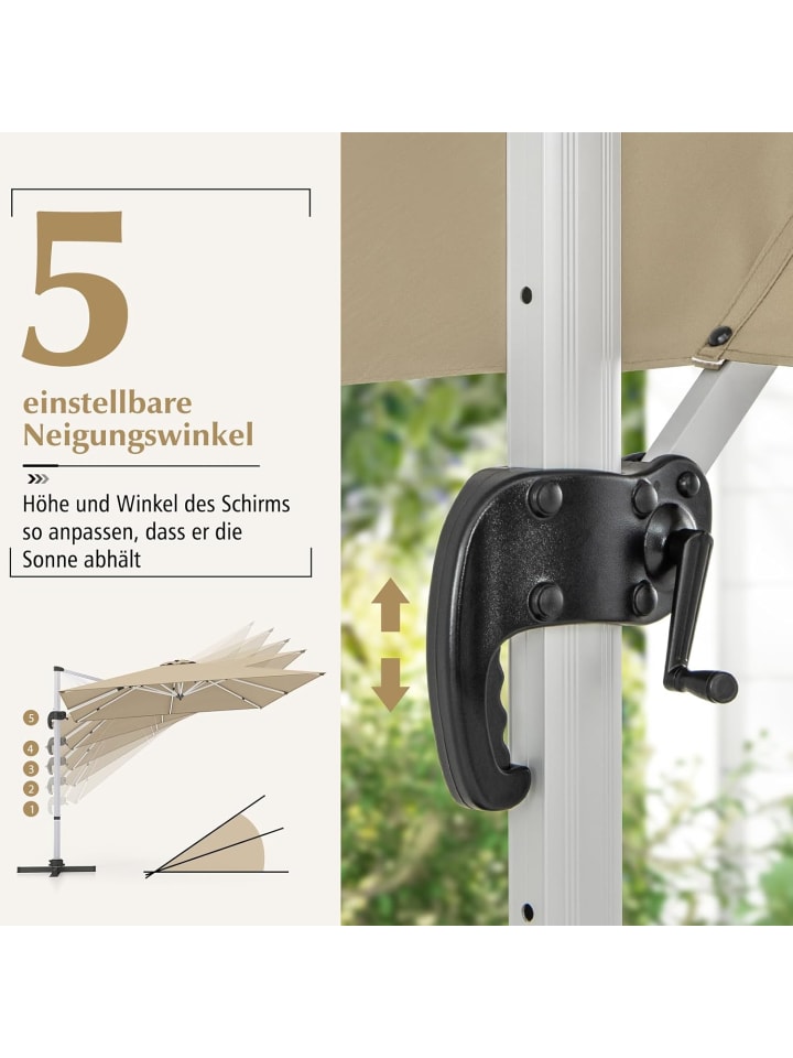 COSTWAY Sonnenschirm rechteckig 300x300cm in Beige günstig kaufen onesize