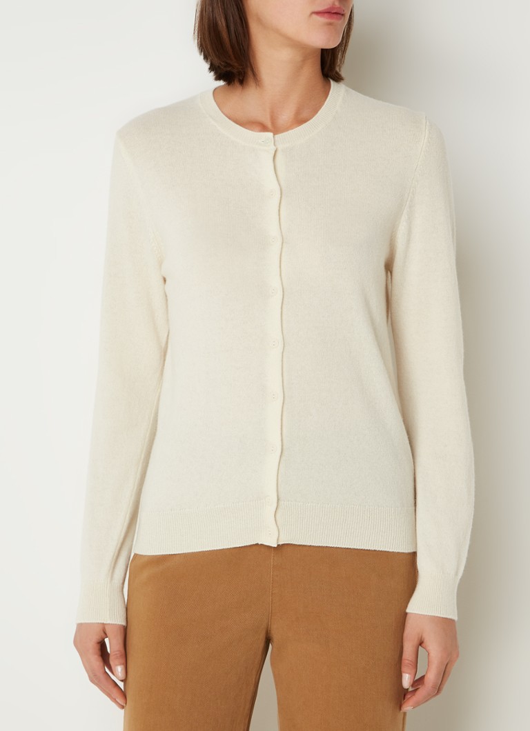Cardigan Benetton cu guler rotund, confecționat din lână fină.