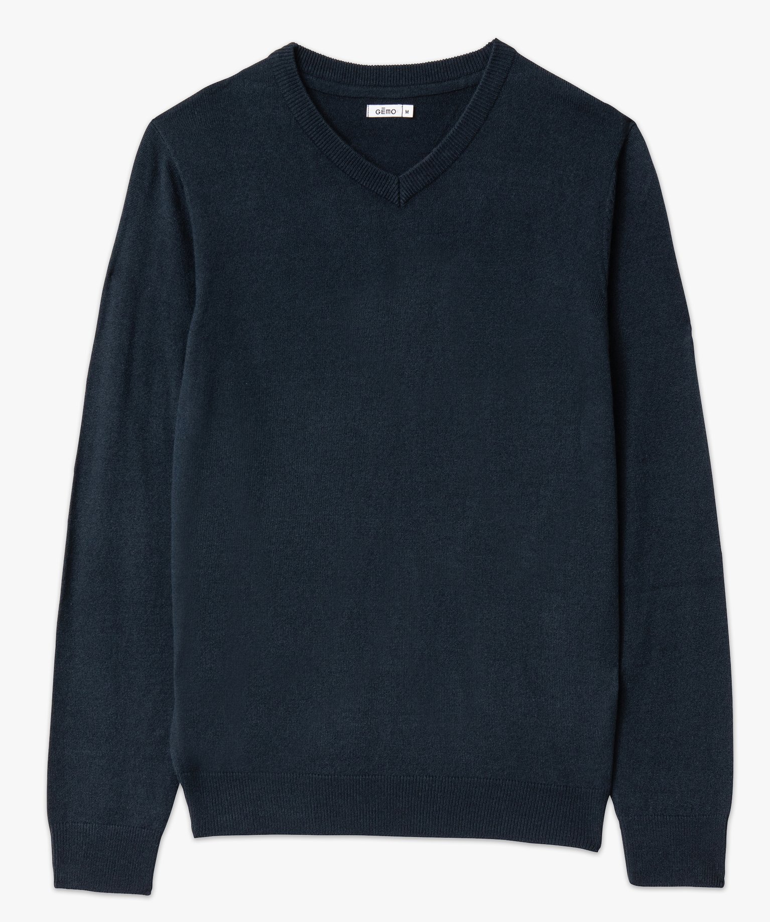 Pull léger à col V en maille fine homme bleu fonce | GEMO