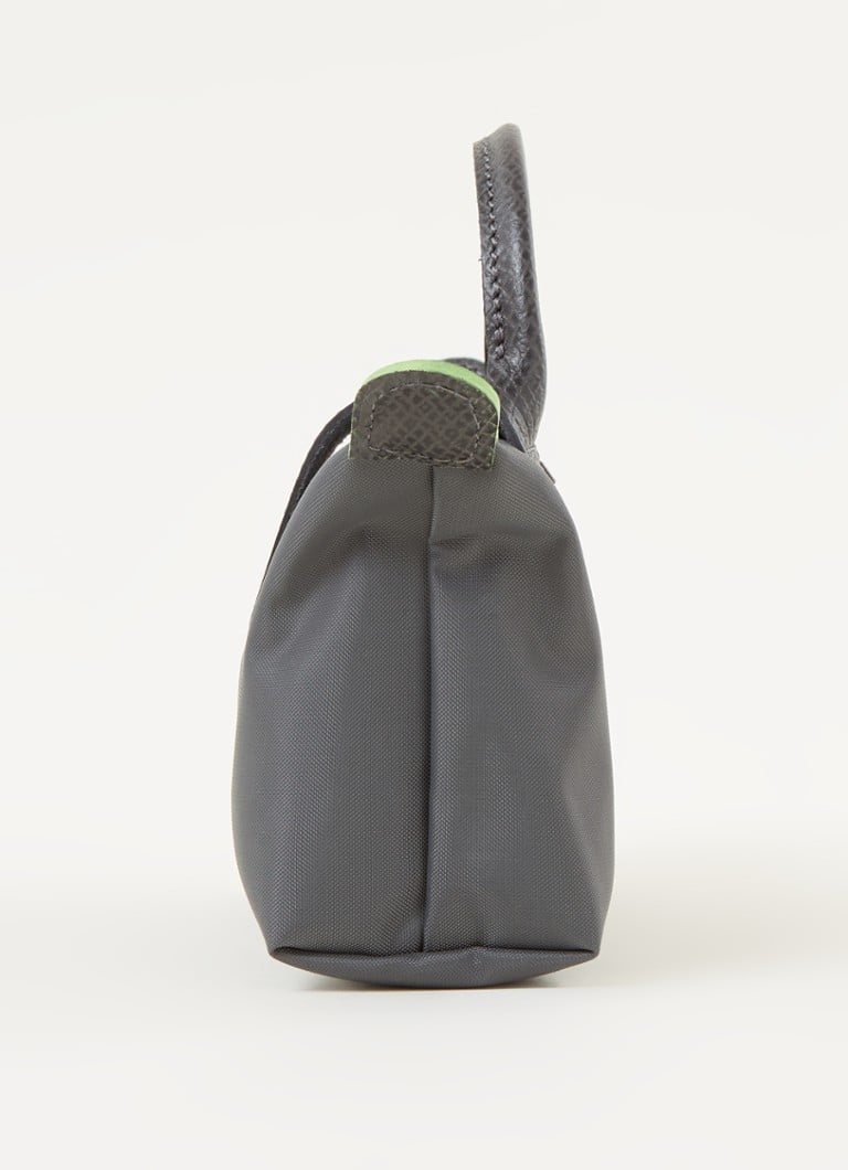 Geantă Longchamp Le Pliage verde cu detalii din piele