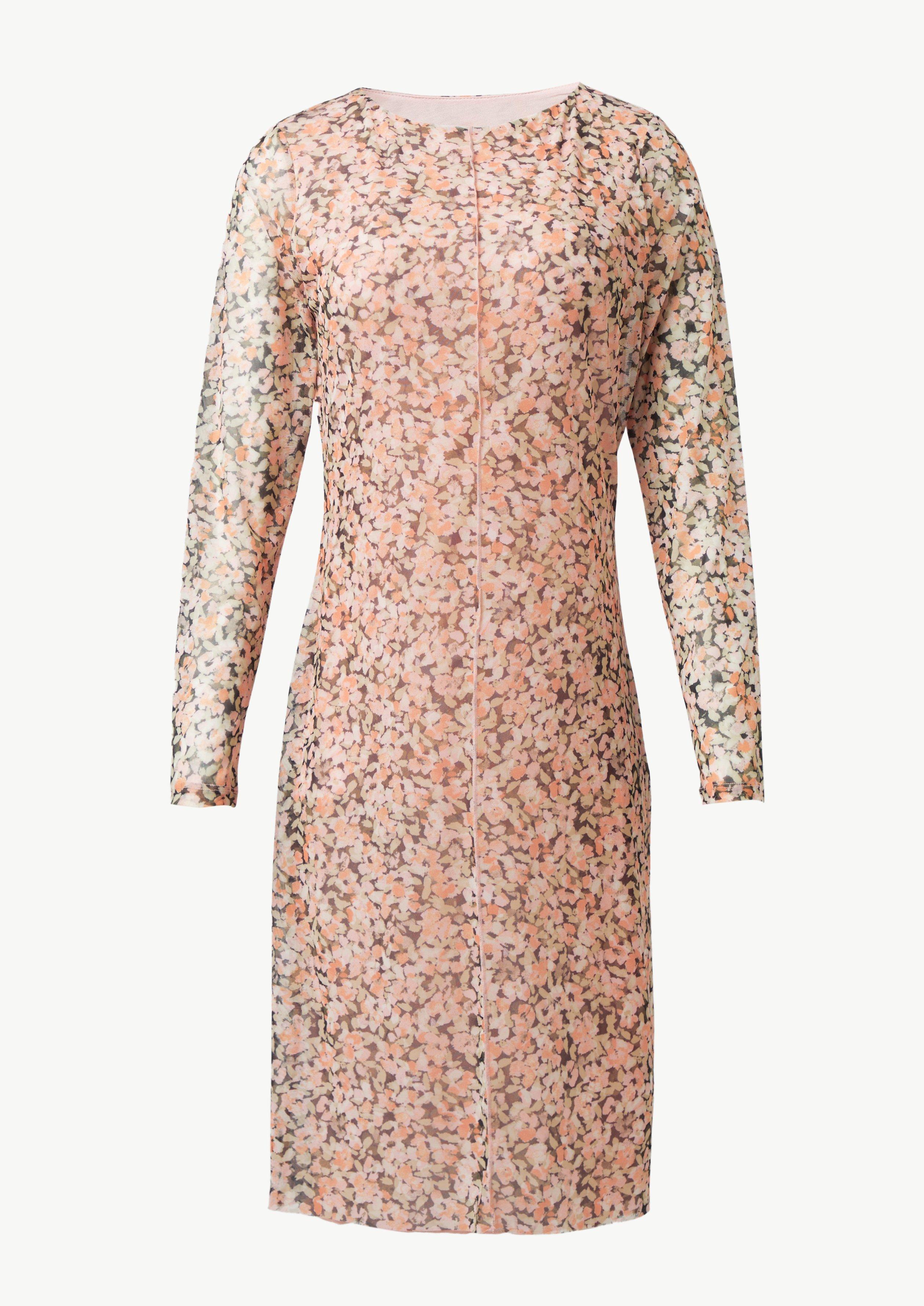 Midikleid aus Mesh mit floralem Print - rosa