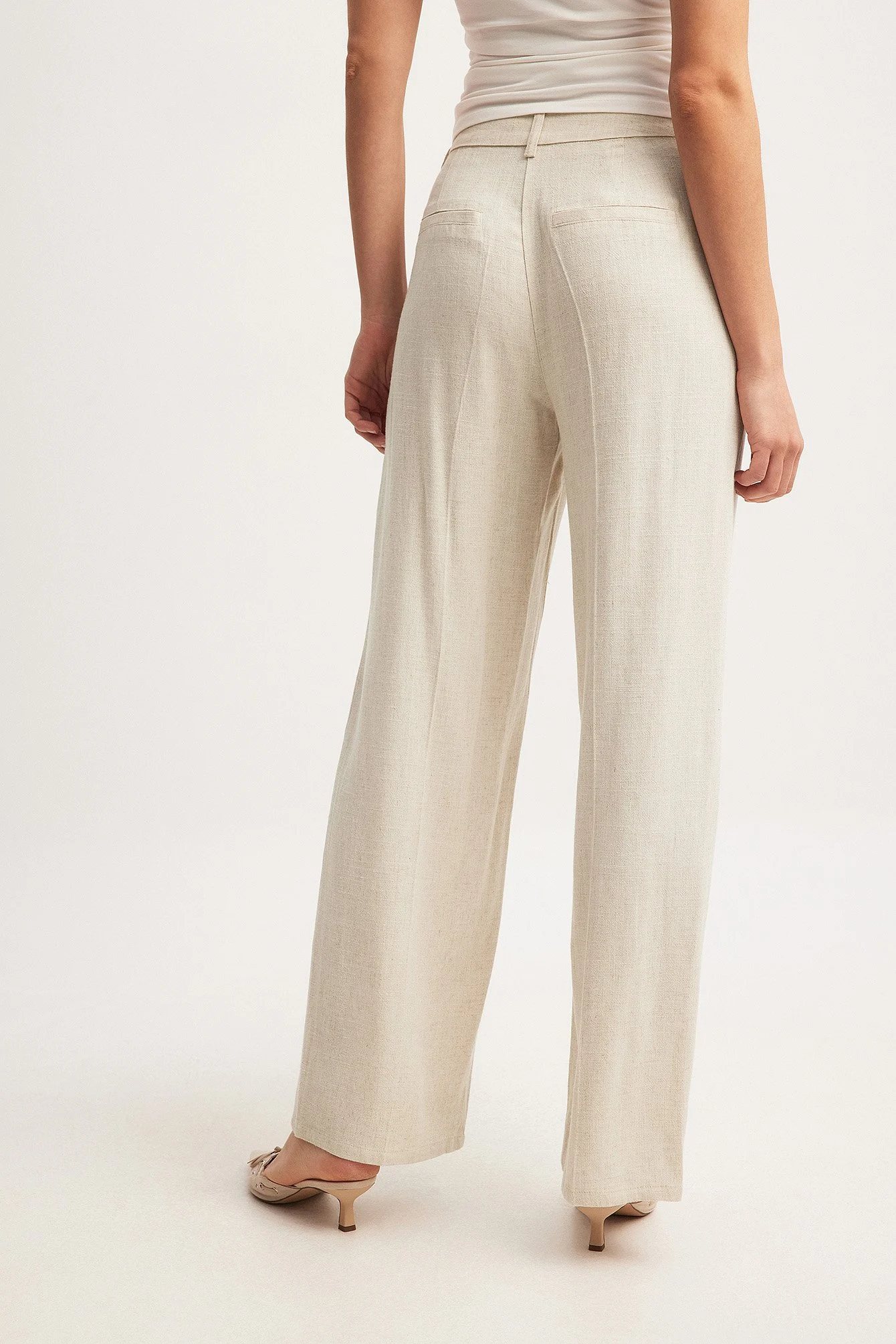 Gerade Hose aus Leinen-Mix mit hoher Taille